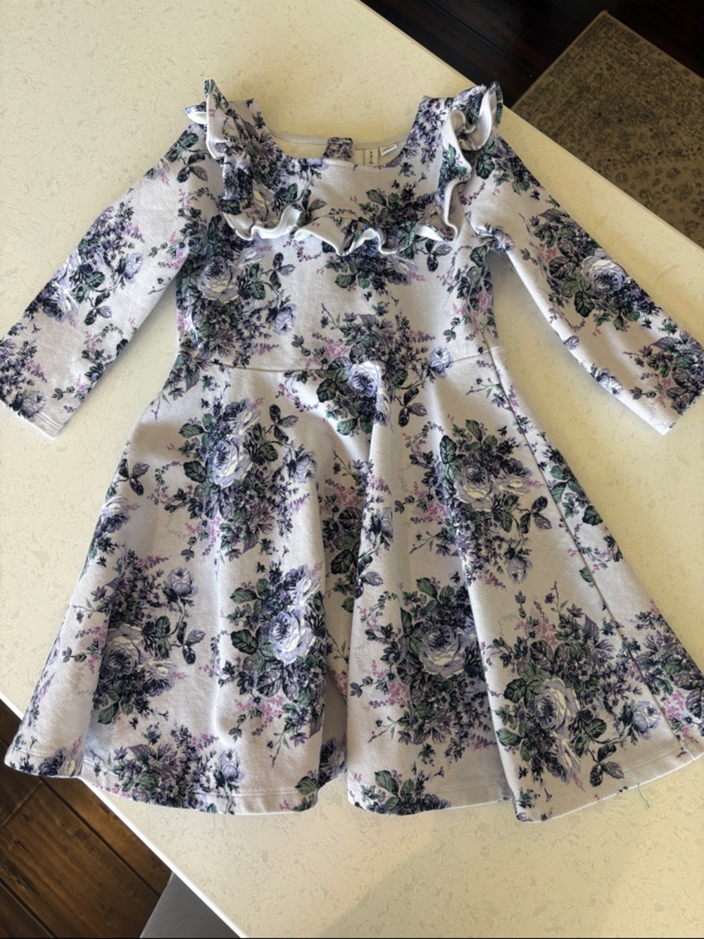 Janie and Jack Lavender Floral Ruffle Dress